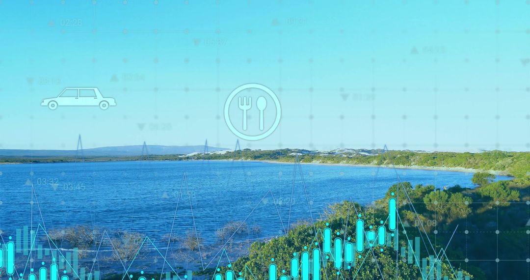 Coastal Landscape with Data Visualization and Analytical Graphics