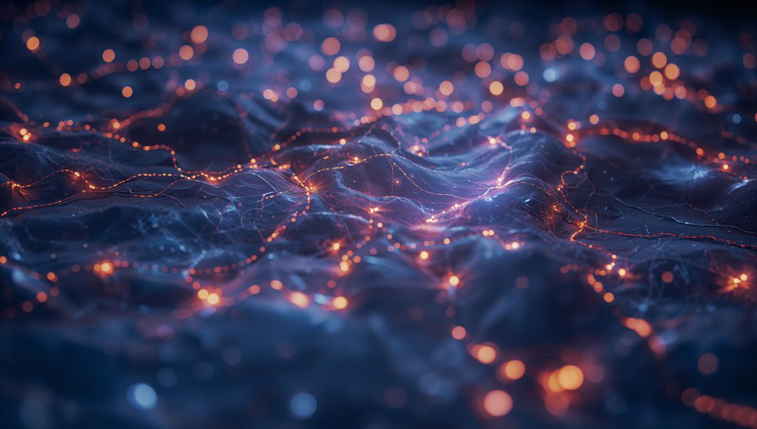 Futuristic Glowing Cyber Network on Digital Terrain