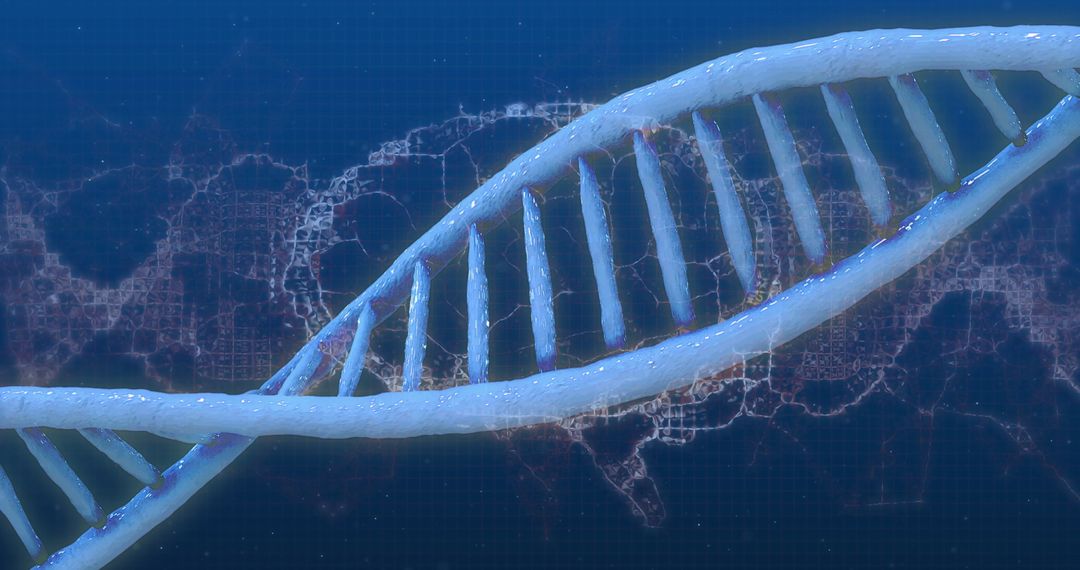 Futuristic DNA Double Helix Simulation on Digital Grid Background