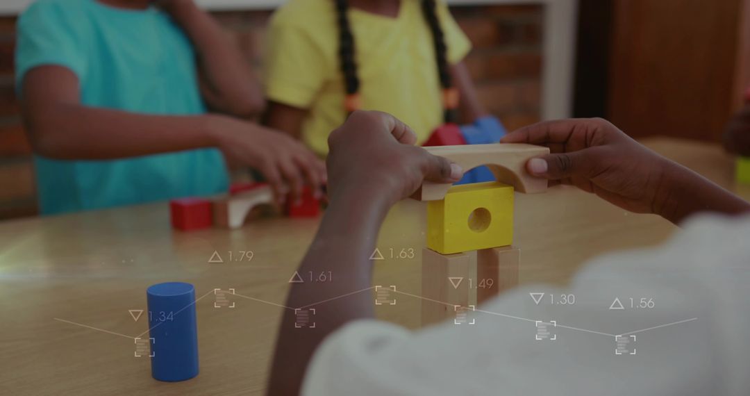 Children Enhancing Problem-Solving Skills with Wooden Blocks