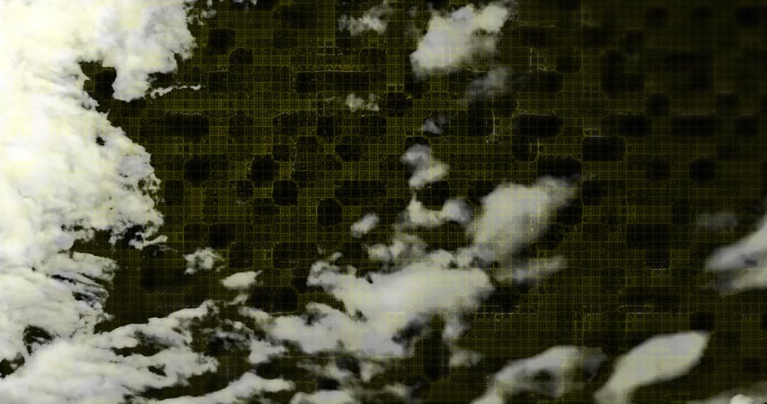 Abstract Digital Clouds with Geometric Grid Overlay