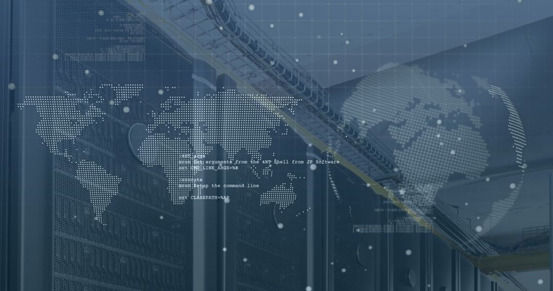 Digital Interface Overlay on Global Server Room