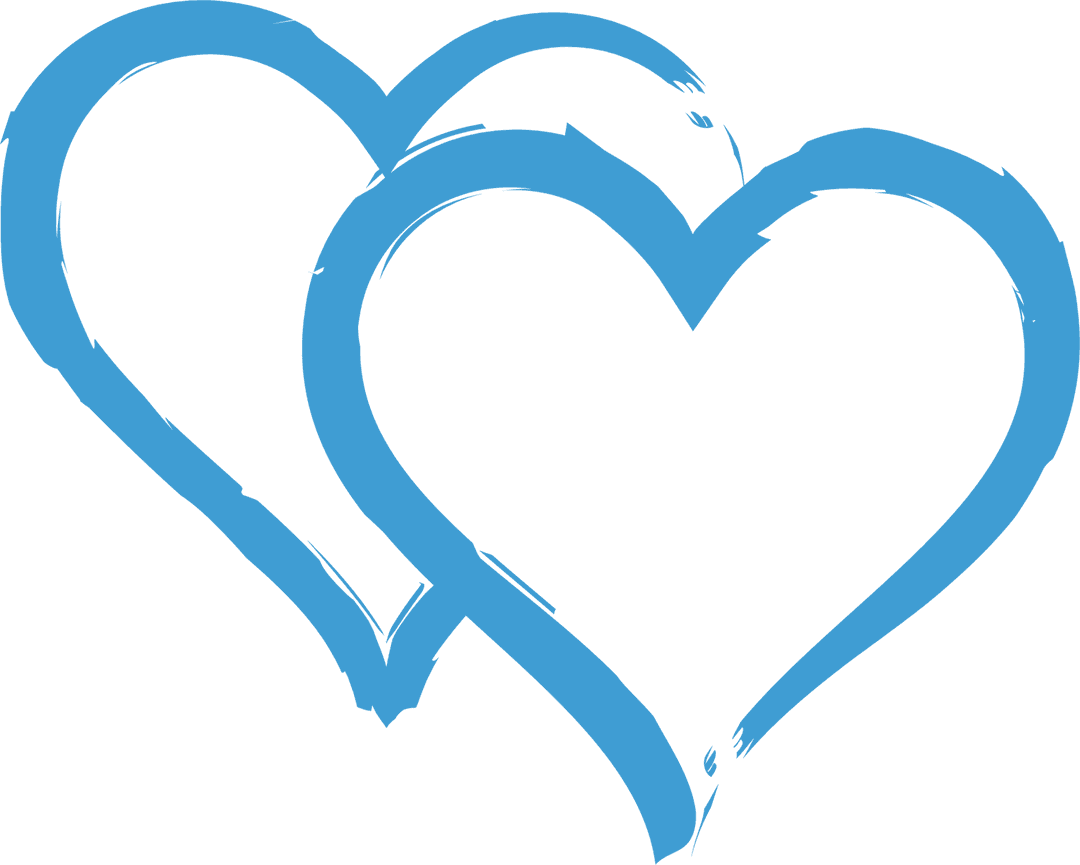 Digital Blue Hearts Overlap Illustration on Transparent Background