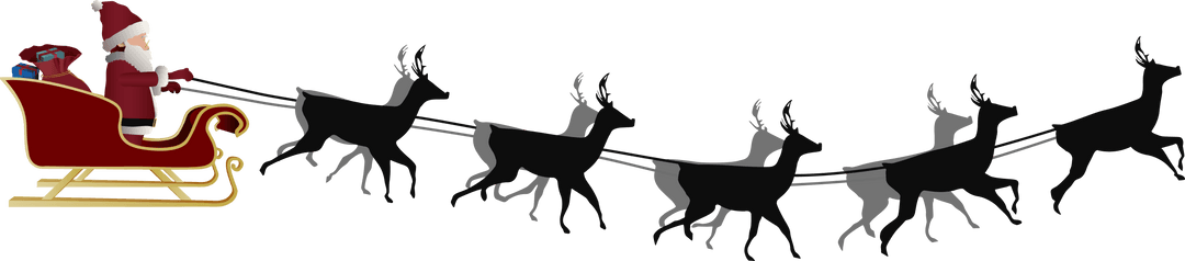 Santa Claus in Sleigh with Reindeer Transparent Design