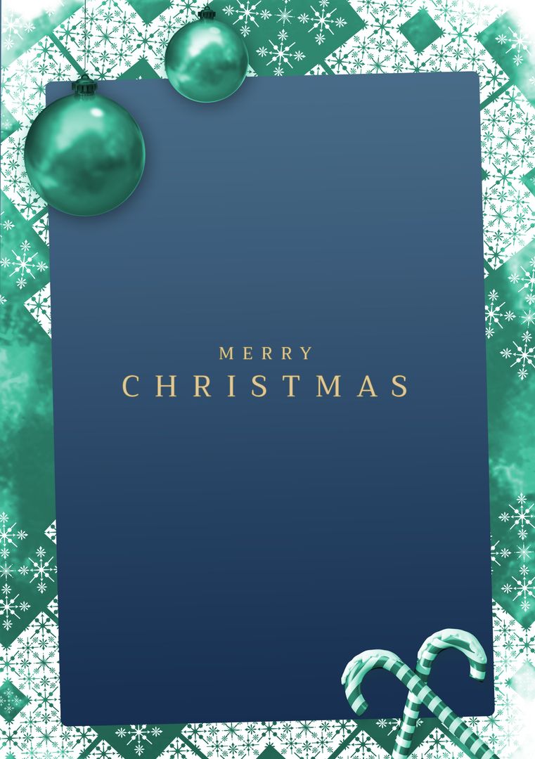 Christmas Greeting Card with Festive Ornaments and Candy Canes