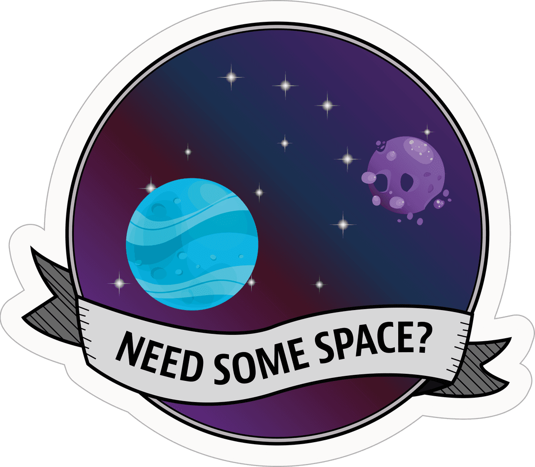 Transparent Space Badge With Planets and Quote Graphic Design