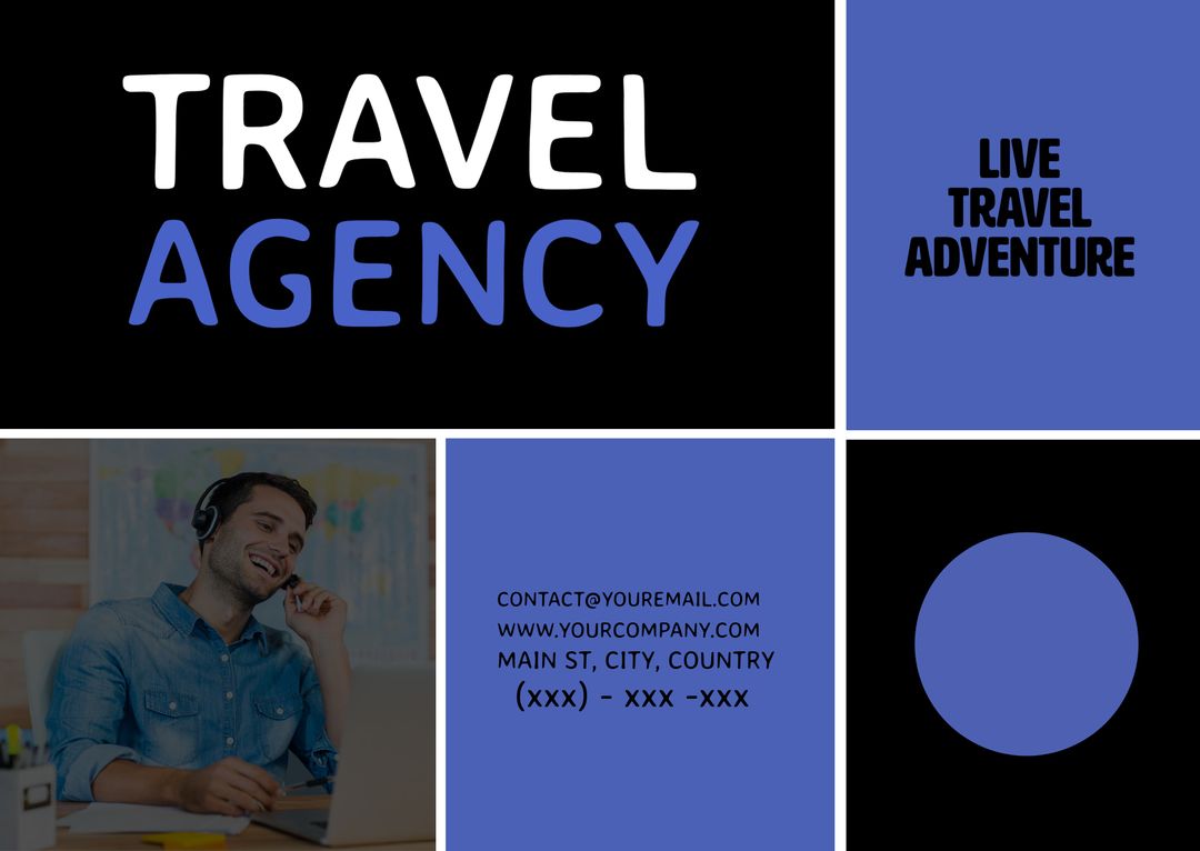 Modern Travel Agency Flyer Design with Customer Service Contact