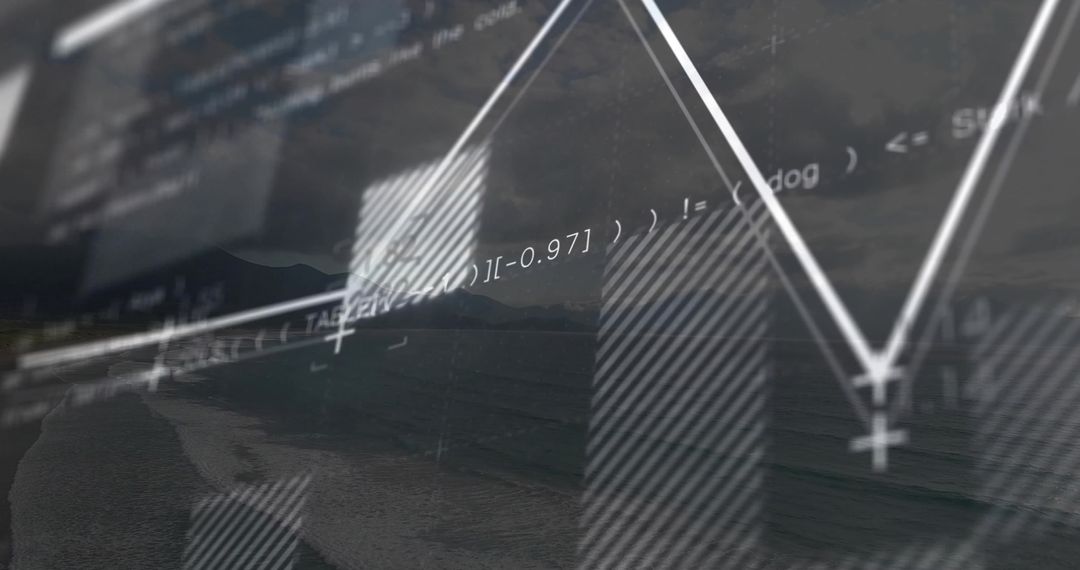 Futuristic Analytics Overlay Lake View for Innovation Concept