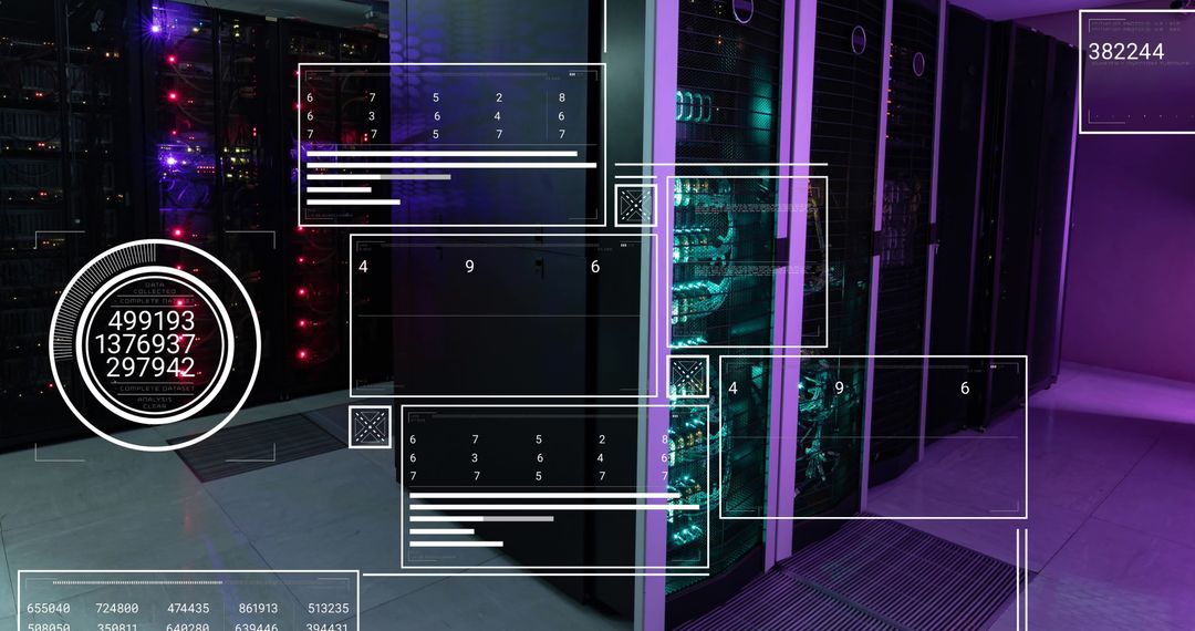 High-tech Data Processing Interface in Server Room