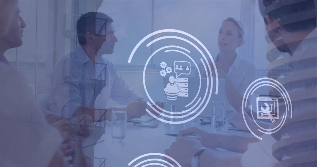 Family Team Collaborating on Digital Data Project in Modern Office