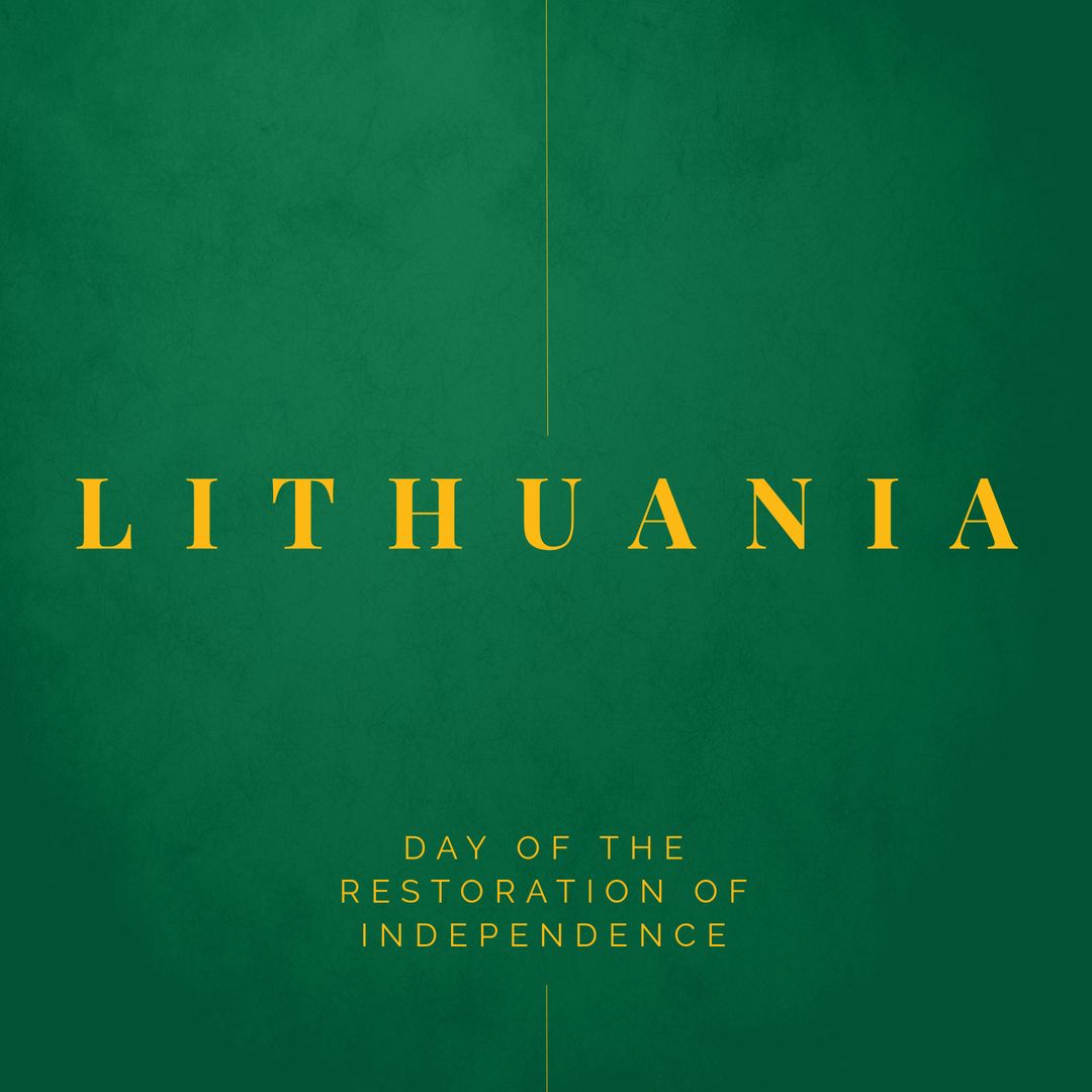 Lithuanian Independence Day Typography on Green Background