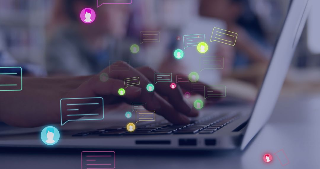 Digital Communication and Data Interaction on Laptop