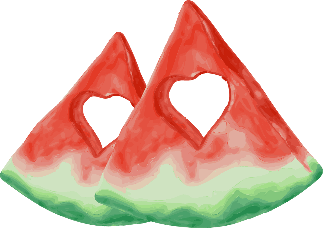 Heart-Shaped Watermelon Slices on Transparent Background