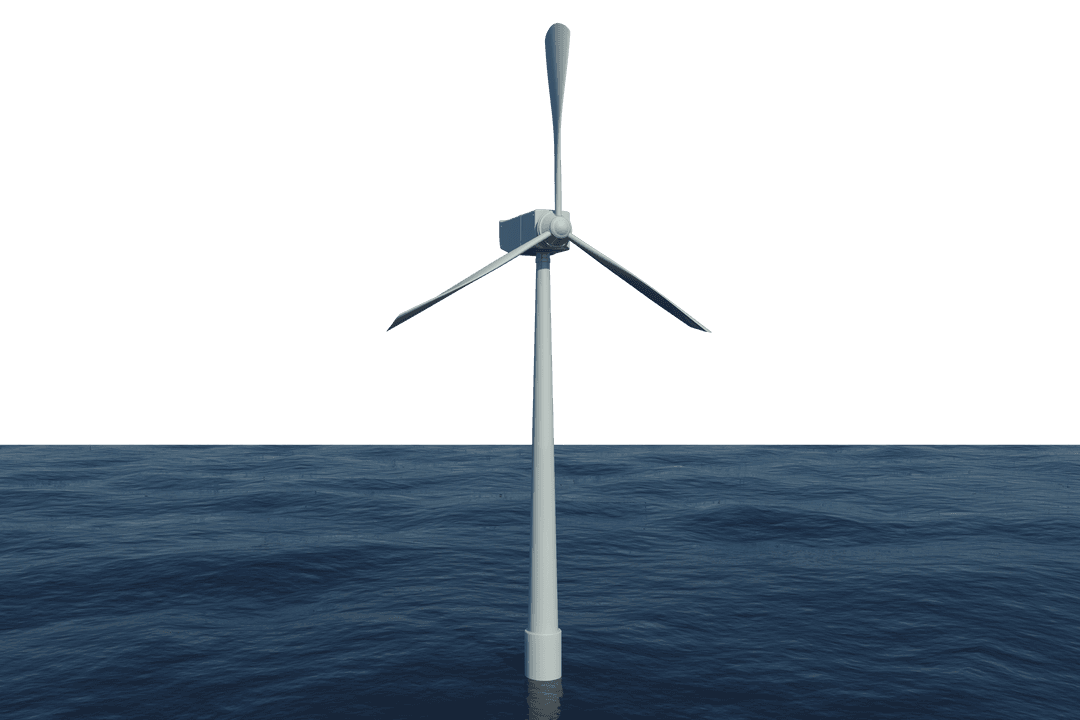 Transparent Background Offshore Wind Turbine Realistic Illustration