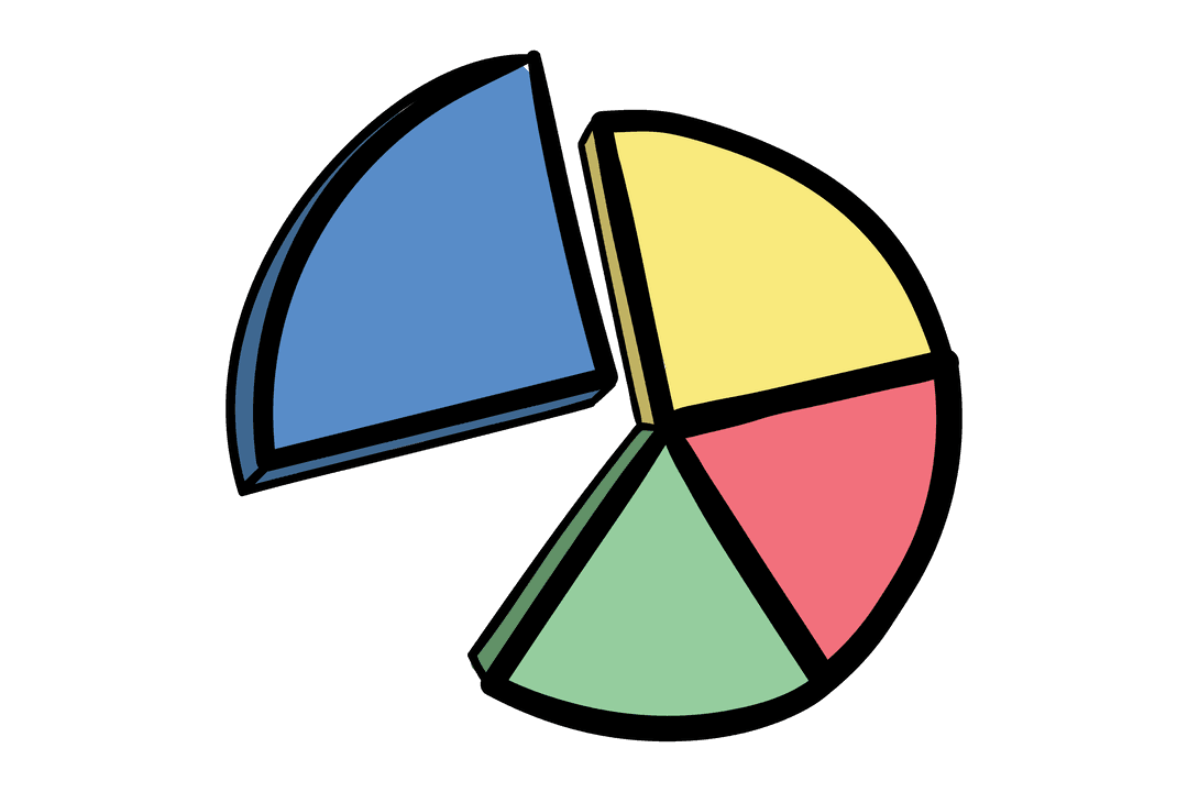 Colorful Pie Chart on Transparent Background for Statistics Visuals