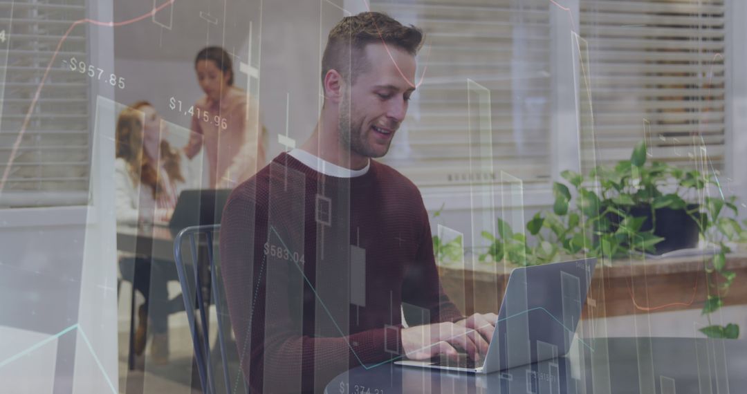 Businessman Enjoying Efficient Desk Time in Modern Smart Office