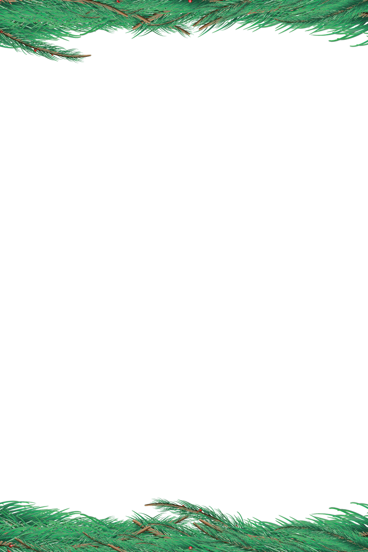 Transparent Christmas Frame with Fir Branch Border