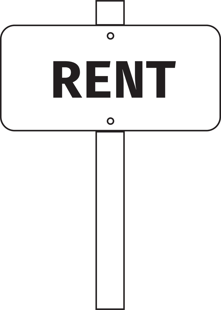 Transparent Sign with 'Rent' Text on Transparent Background