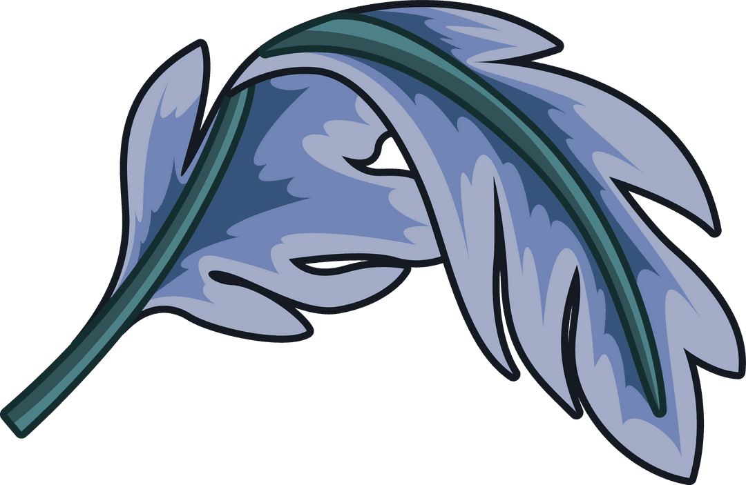 Floating Two Transparent Stylized Feathers with Blue-Violet Tones