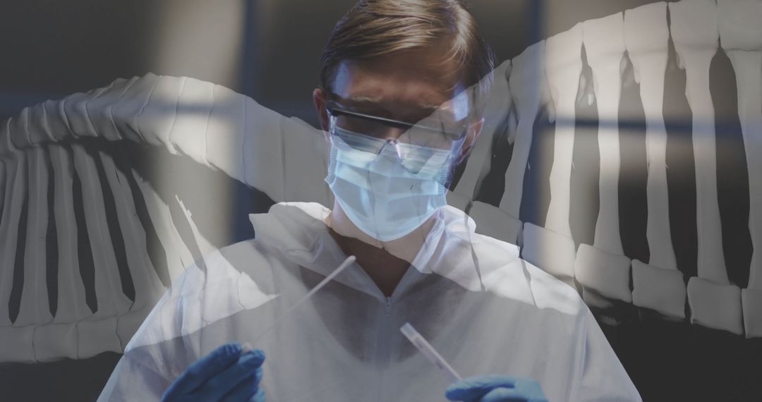 Scientist Analyzing DNA in High-Tech Laboratory for Biotechnological Research