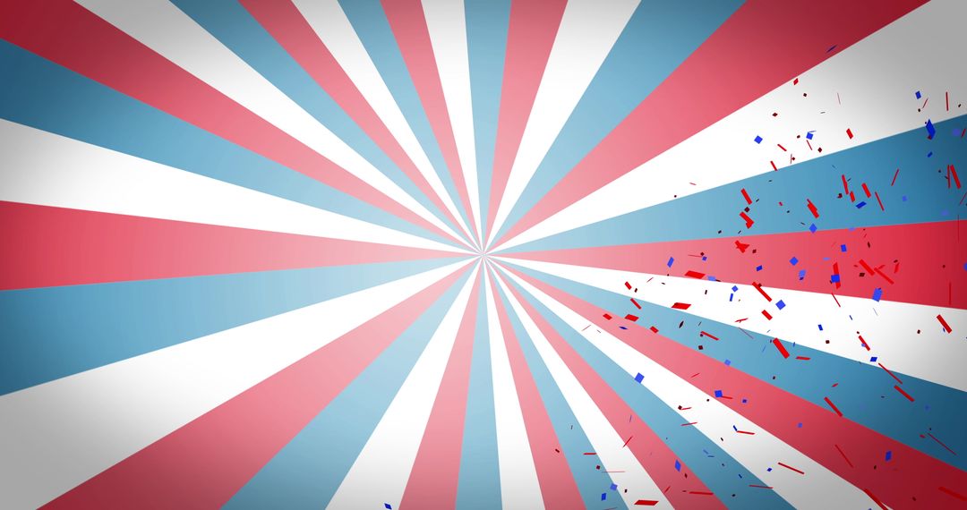 Patriotic Background with Confetti and Spiraling Stripes