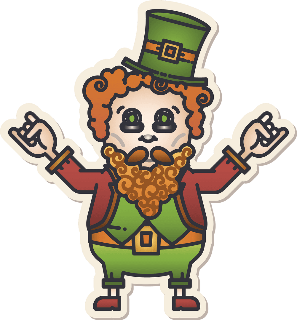Colorful Leprechaun Character Illustration on Transparent Background