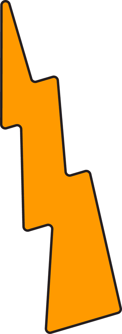 Flat Orange Lightning Bolt Icon on Transparent Background