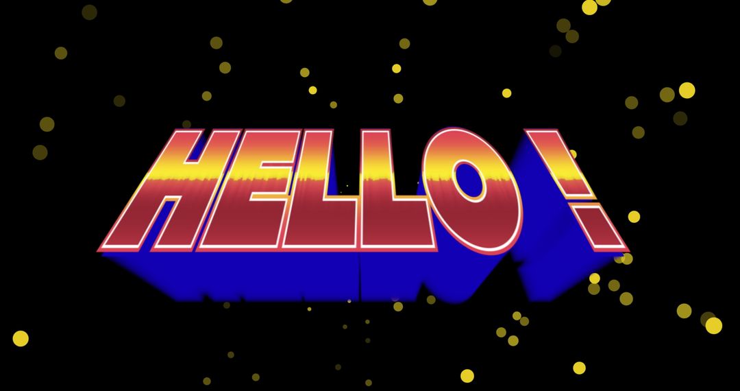 Hello Greeting with Glowing Lights on Dark Background