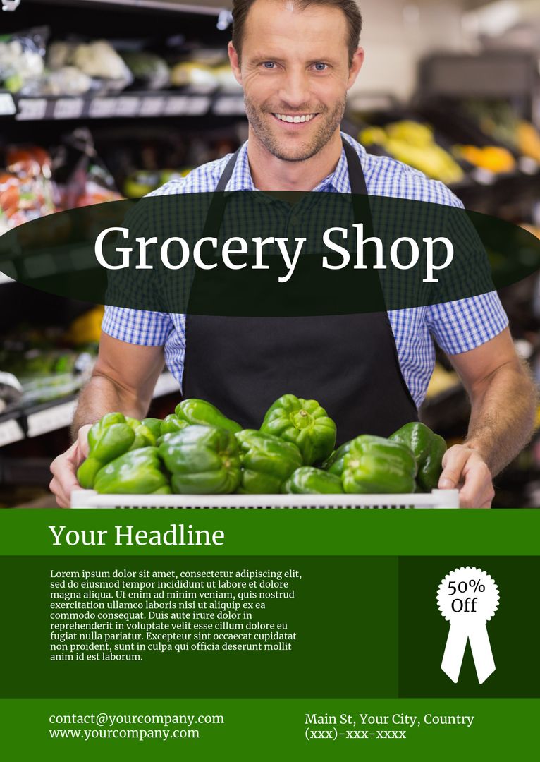 Grocery Store Advertises Fresh Bell Peppers in Produce Aisle - Download Free Stock Templates Pikwizard.com