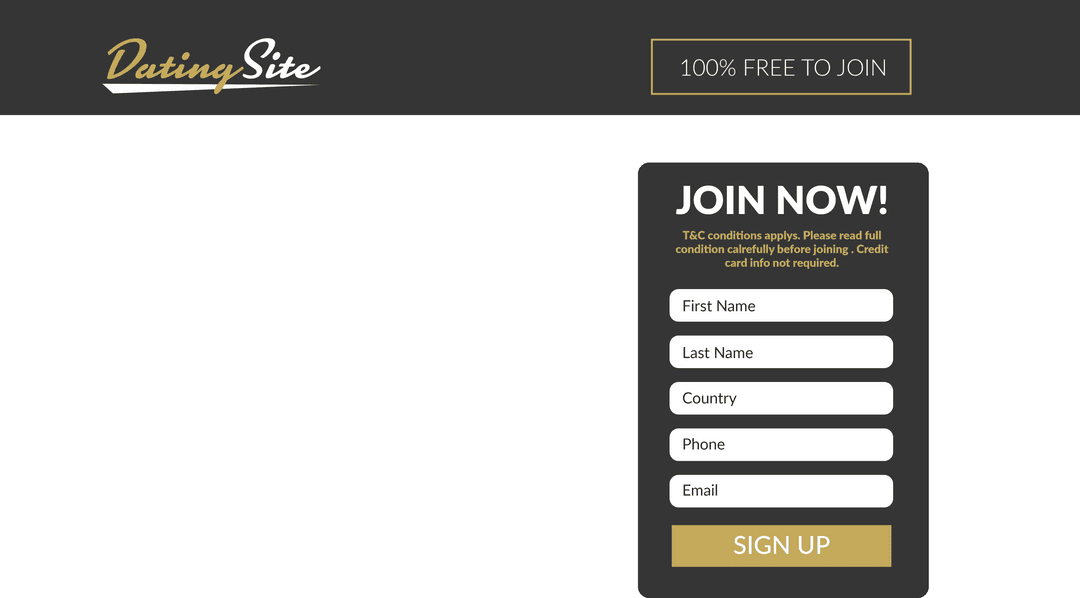 Transparent Sign-up Form on Modern Dating Website Interface