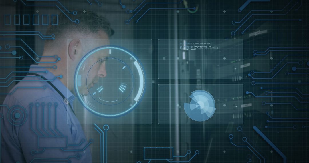 IT Technician Utilizing Augmented Reality for Server Maintenance