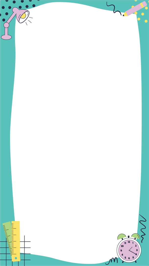 Transparent School Frame with Ruler Lamp and Clock Decorations