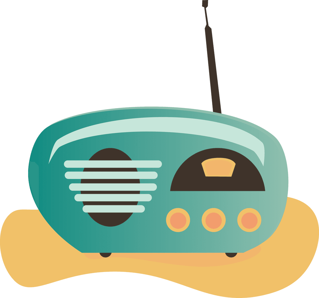 Retro Blue Radio Icon on Transparent Background with Vintage Style
