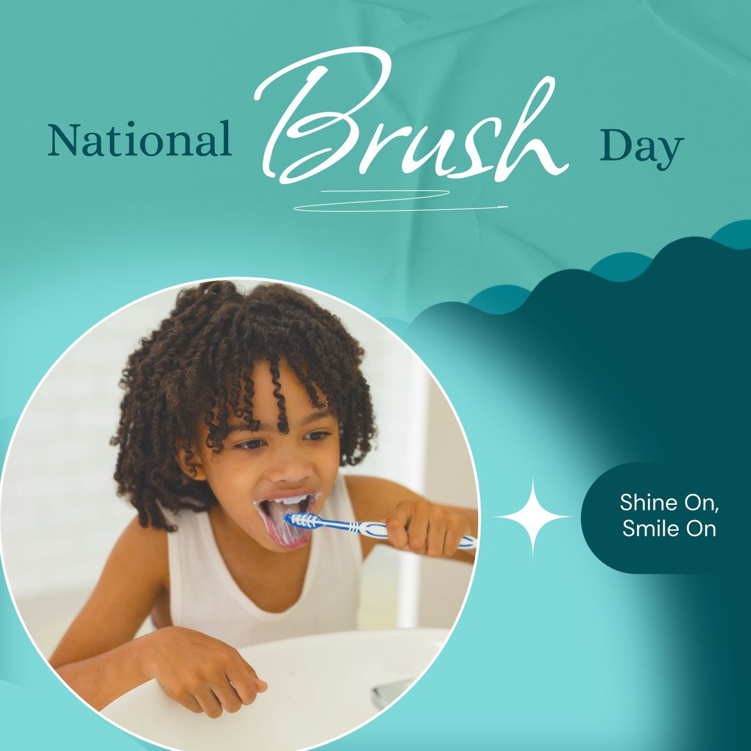 Celebrating Dental Health on National Brush Day with Joyful Child - Download Free Stock Templates Pikwizard.com