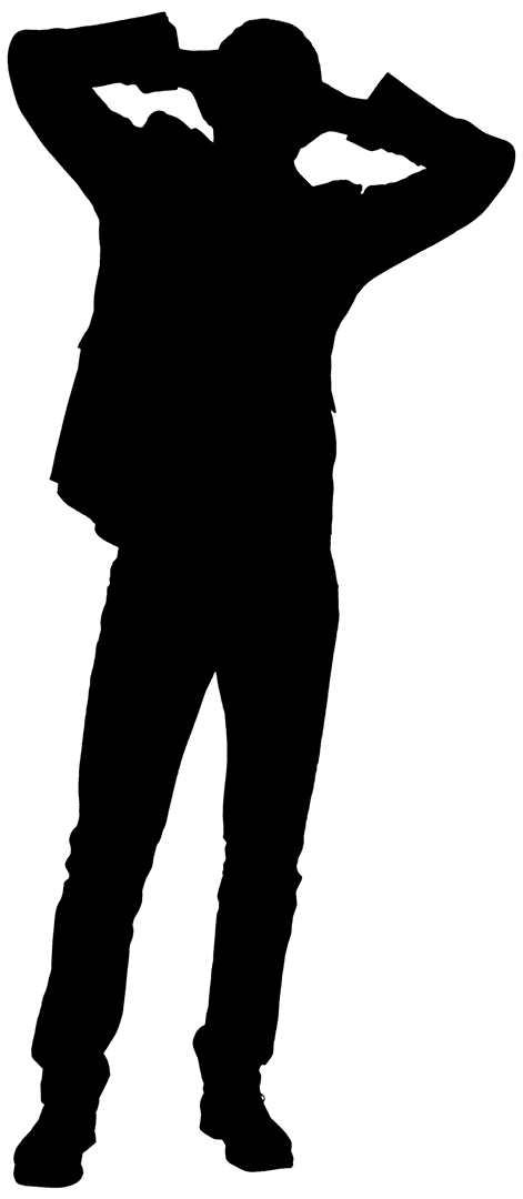 Transparent Silhouette of Man with Hands on Head