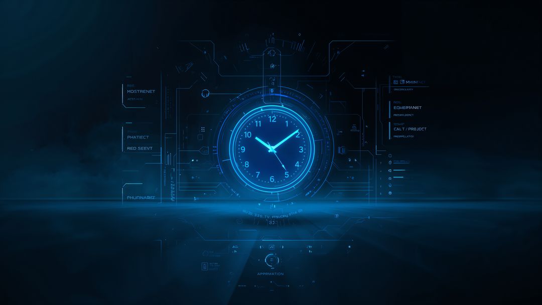 Futuristic Digital Clock Interface with Neon Optics