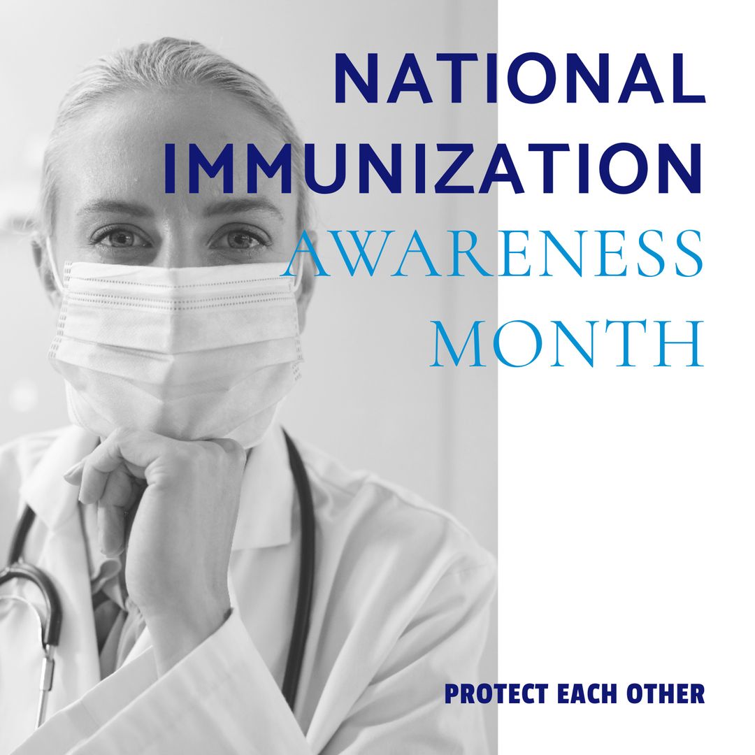 National Immunization Awareness Month Campaign with Doctor in Mask - Download Free Stock Templates Pikwizard.com