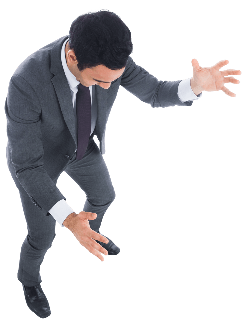 Transparent Top View Asian Businessman Holding Gesture