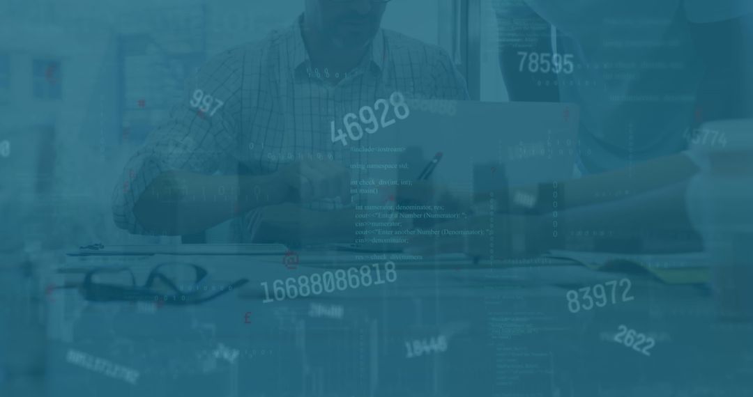 Colleagues Collaborating on Code in Innovative Office Setting