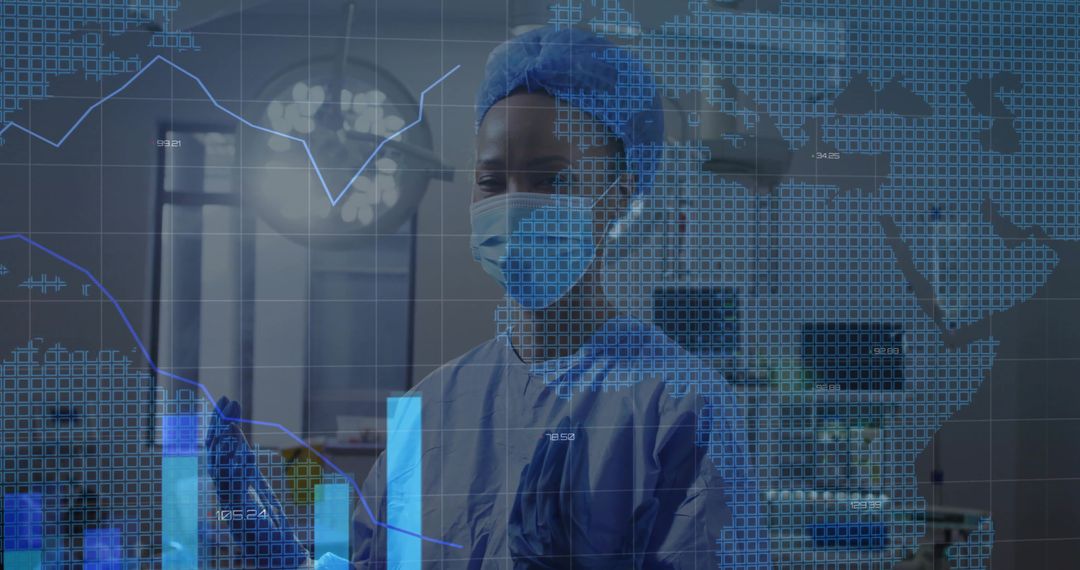 Healthcare Professional Analyzing Data in High-Tech Surgical Room