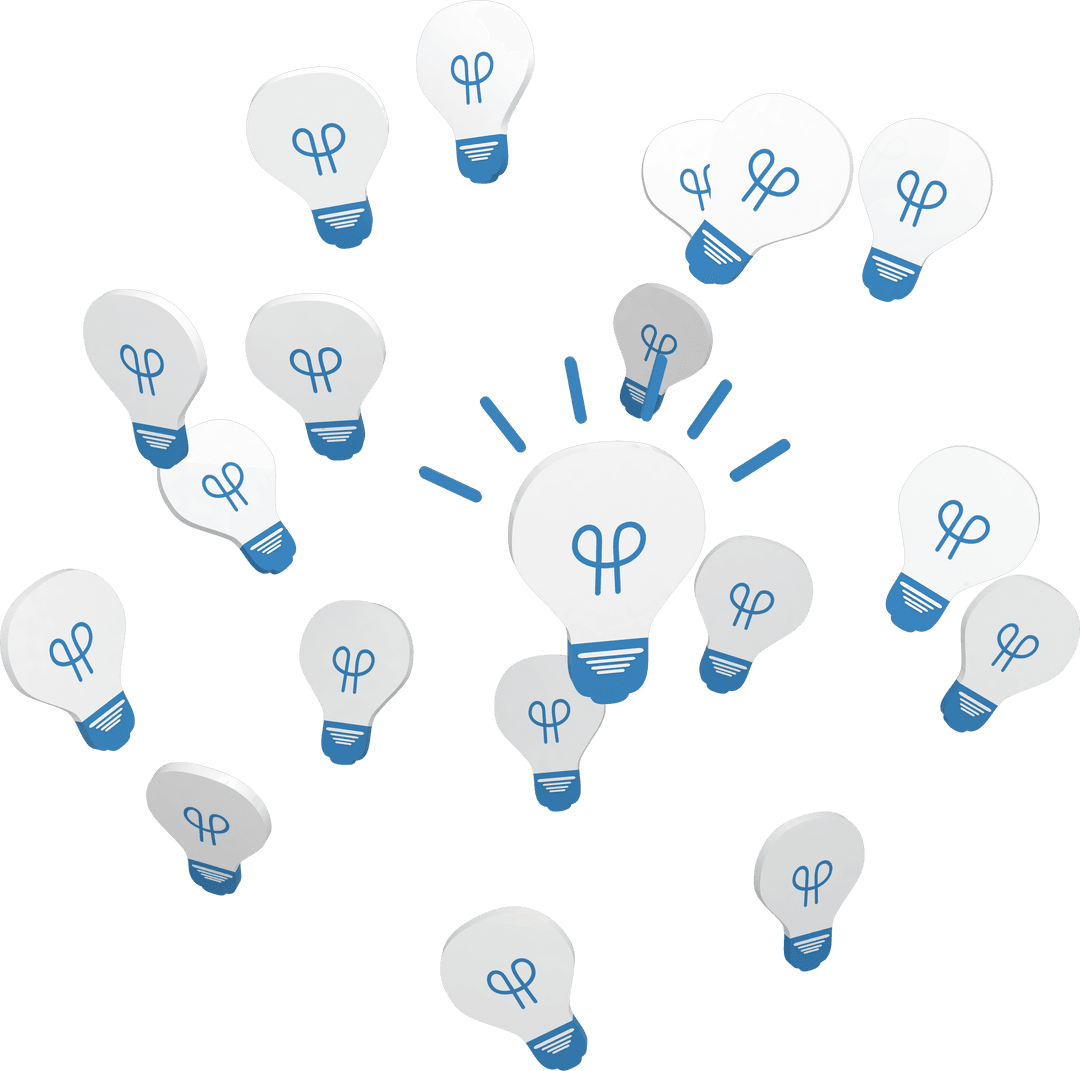 Innovation Concept with Glowing Light Bulbs and Transparent Background