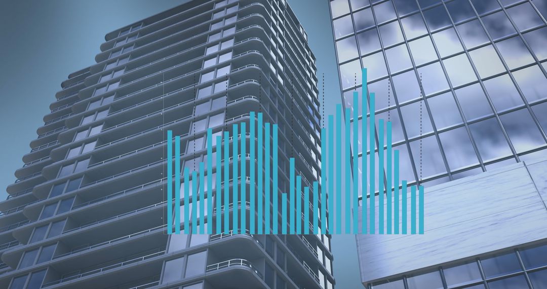 Abstract Financial Graphs Over Modern Office Buildings