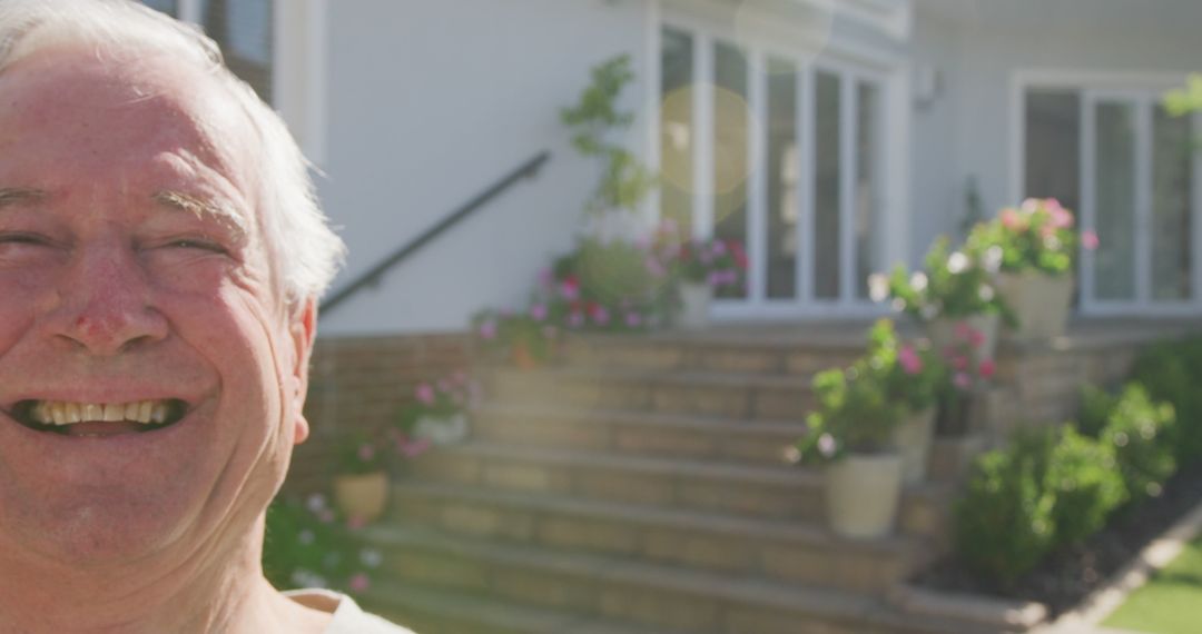 Elderly Man Enjoying Sunny Day in Garden - Free Images, Stock Photos and Pictures on Pikwizard.com