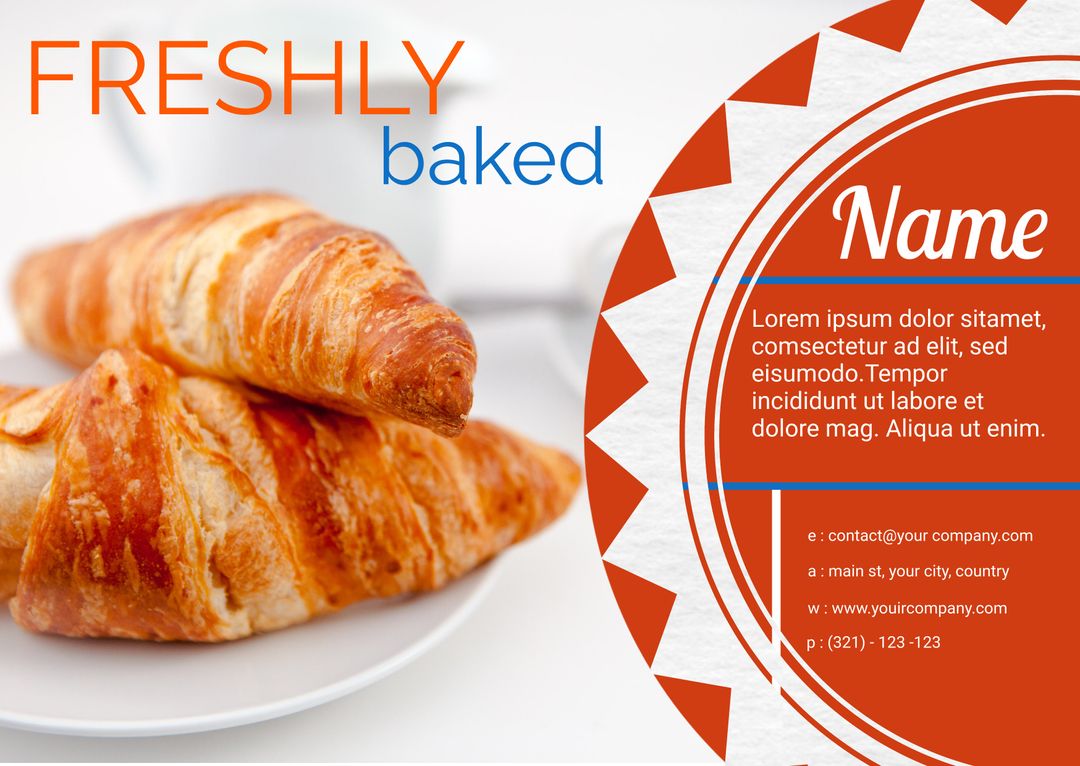 Warm, Freshly Baked Croissants for Bakery Promotion - Download Free Stock Templates Pikwizard.com