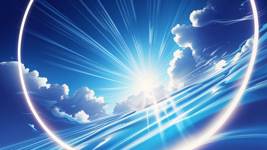 Glowing Ring and Sunburst in Abstract Etherial Sky