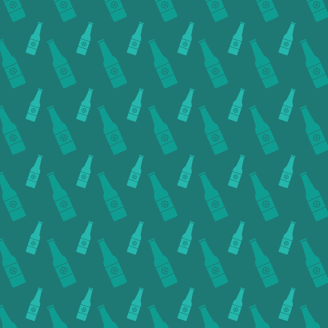 Seamless Green Bottle Pattern with Clover on Transparent Background