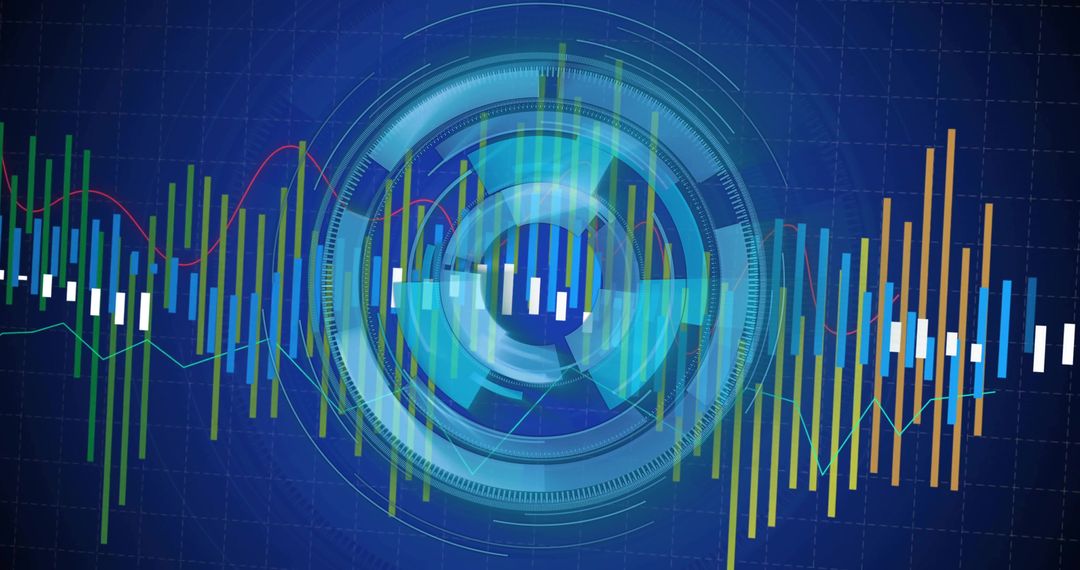Futuristic HUD Interface with Multicolor Chart Elements