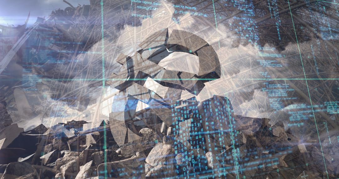 Euro Currency Crisis Overlaid with Data Visuals Representing Economic Turbulence