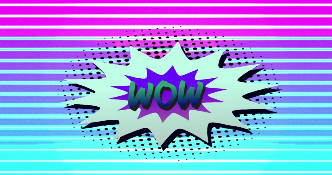 Retro Comic Book Style Wow Text with Colorful Explosion