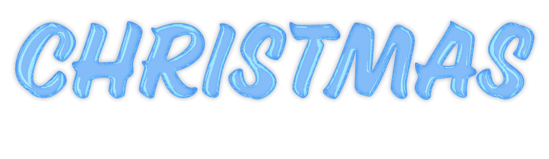 Blue Transparent Christmas Text on White Background